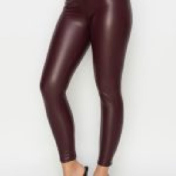 Women's Elasticized Skinny Leg Pants/ Leggings - Burgundy - Picture 2 of 4